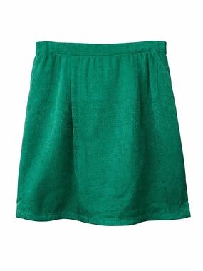 Vintage Silk Green Mini Skirt Adrianna Papell Y2K Party Holiday Chic-Medium